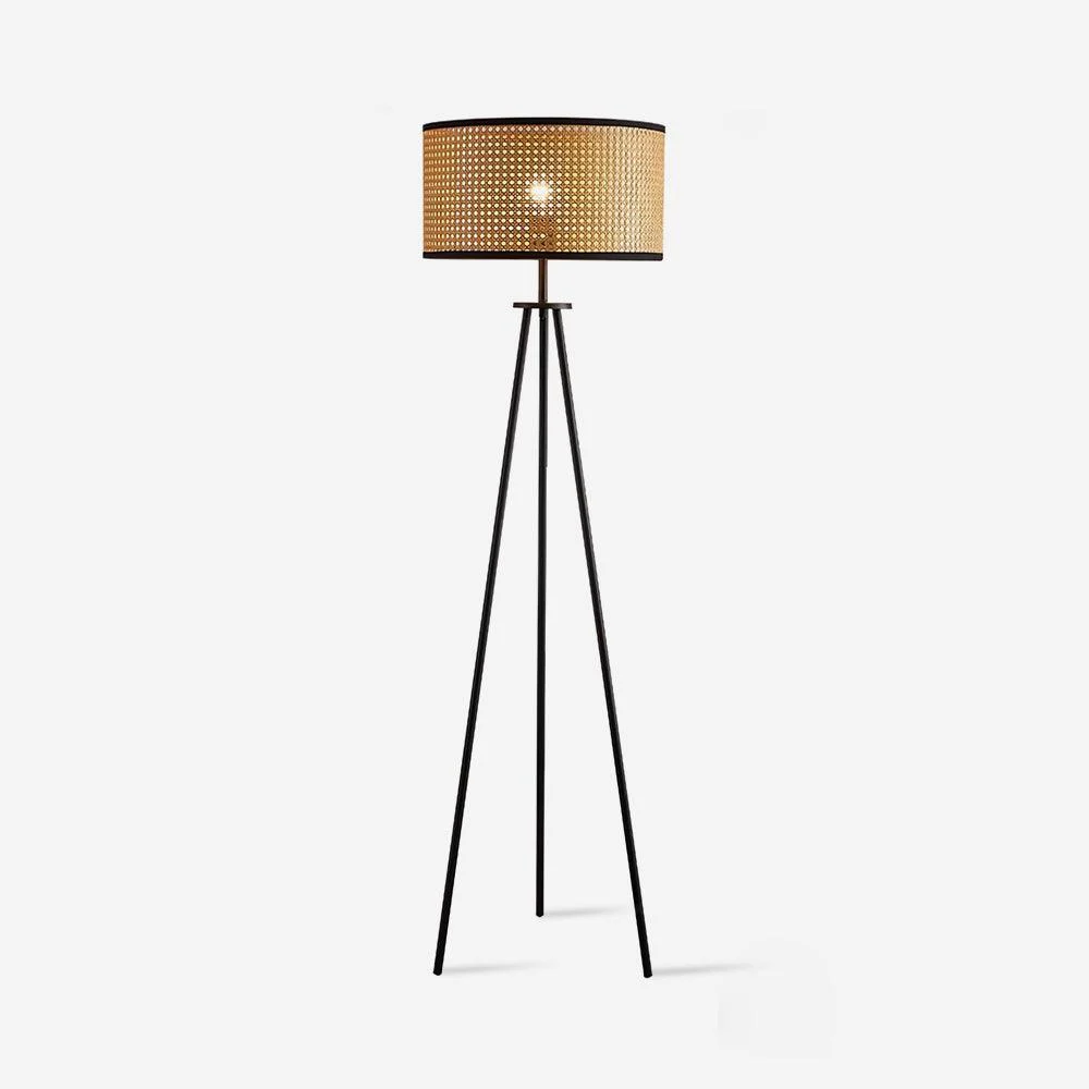 Selra - Lámpara de Pie con Pantalla de Mimbre y Diseño Minimalista – Elegante y Rústica