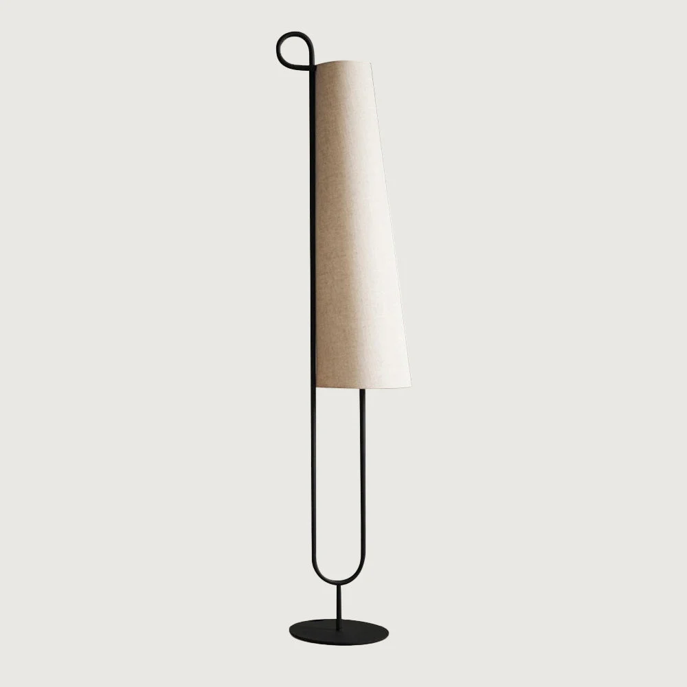 Tavli - Lámpara de Pie Negra Moderna con Pantalla de Tela y Estructura de Metal para Salón - Diseño Elegante y Minimalista