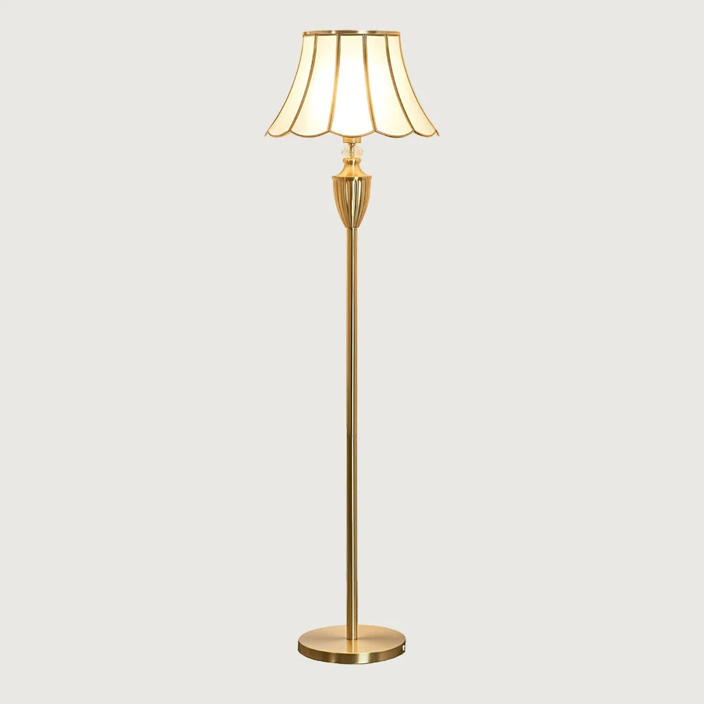 Alvos - Lámpara de Pie de Bronce con Pantalla de Vidrio Elegante – Lámpara de Estilo Minimalista para Interior