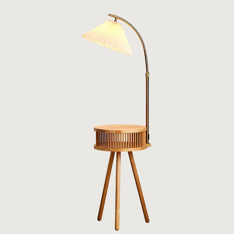 Ralun - Lámpara de Pie de Madera y Tela - Diseño Moderno para Salón y Espacios Interiores – Estructura Elegante de 150 cm