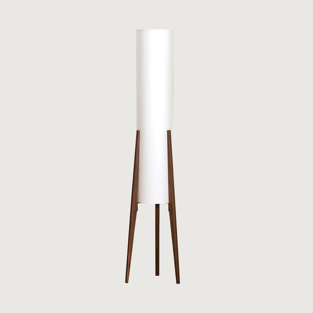 Olyno - Lámpara de Suelo con Base de Nogal y Pantalla de Tela – Iluminación Elegante para Interiores