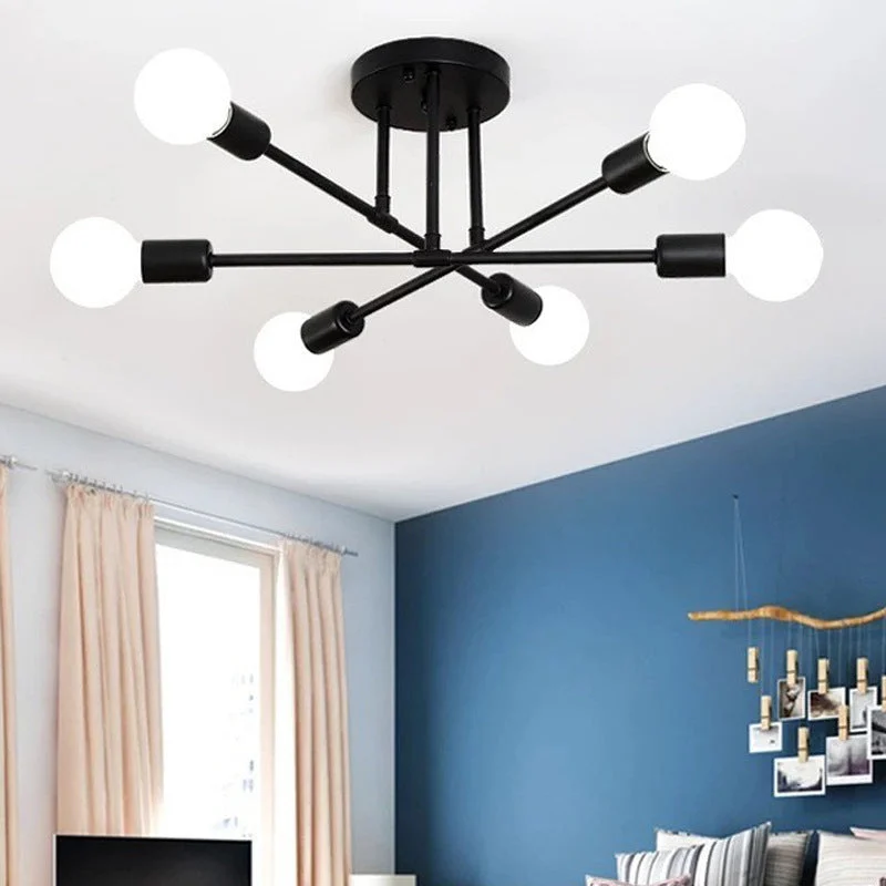 Dovya - Lámpara de Techo Creativa de Hierro con Múltiples Cabezas para Iluminación Moderna en Dormitorio y Salón