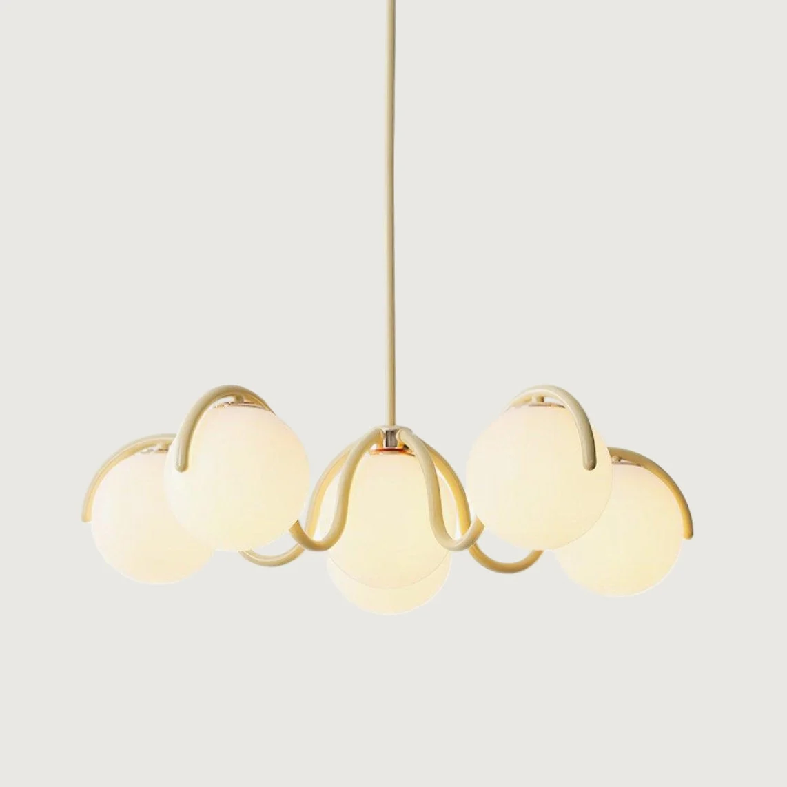 Hiven - Lámpara de Araña Techo - Curva de Metal y Vidrio - Diseño Moderno para Comedor y Cocina - 69 cm - Compatible con LED
