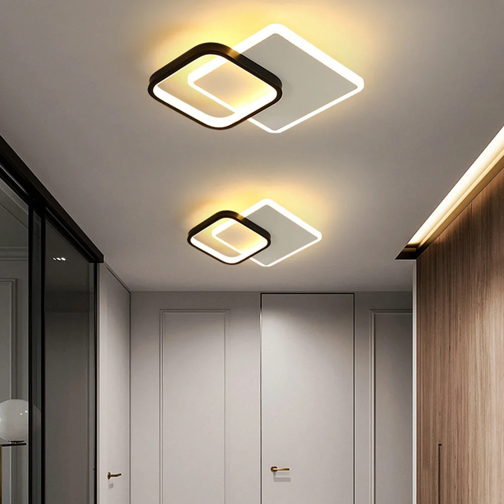 Veluna - Lámpara de Techo LED Geométrica Moderna de Hierro Negro para Sala de Estar