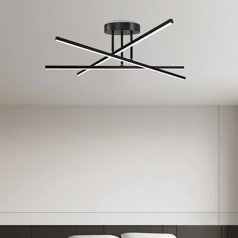Evira- Lámpara de Techo LED Minimalista Semi Flush para Sala de Estar - Diseño Industrial - 18W 1200 Lúmenes - Hierro Duradero
