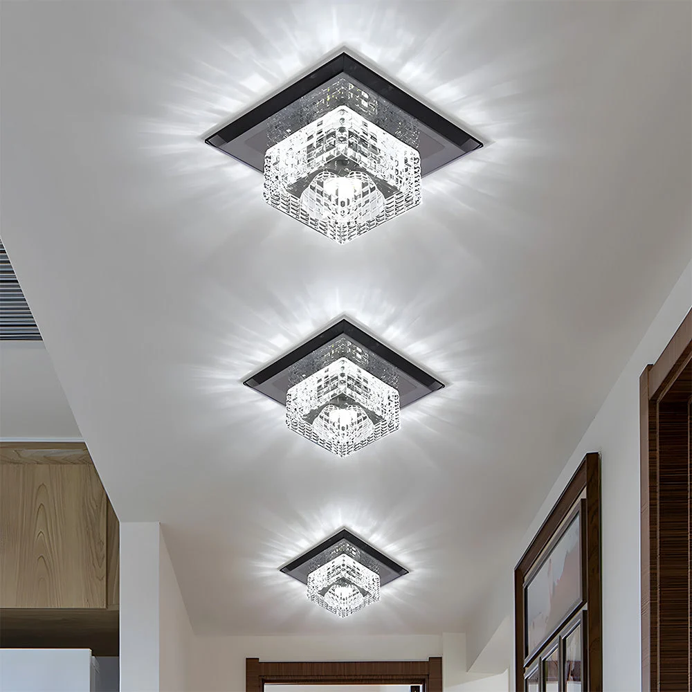 Auvira - Lámpara de Techo LED Minimalista de Cristal Negro para Pasillo - Elegante y Moderna