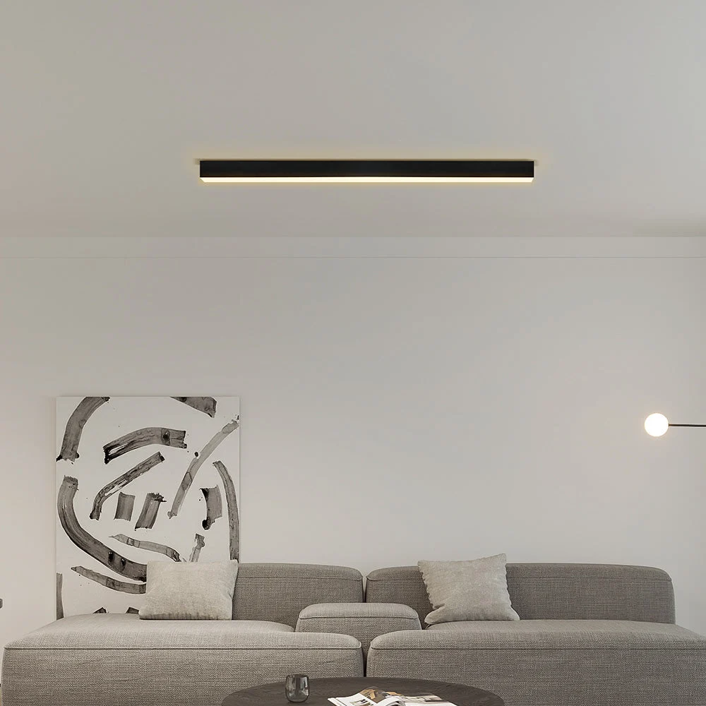 Narel - Lámpara de Techo LED de Aluminio Negro Minimalista para Sala de Estar