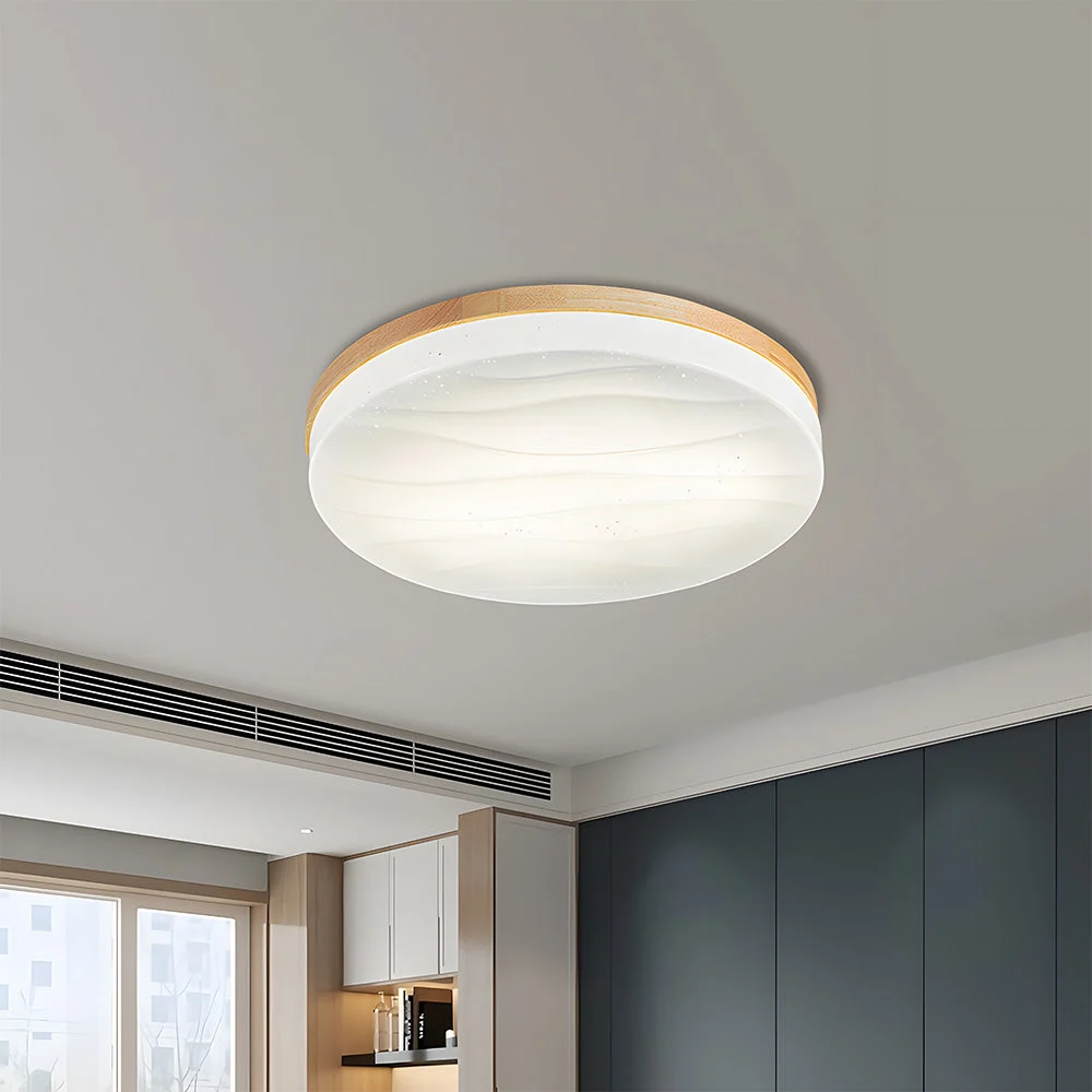 Cireva - Lámpara de Techo LED de Madera Minimalista con Diseño Retro para Sala de Estar - Iluminación Eficiente y Acogedora