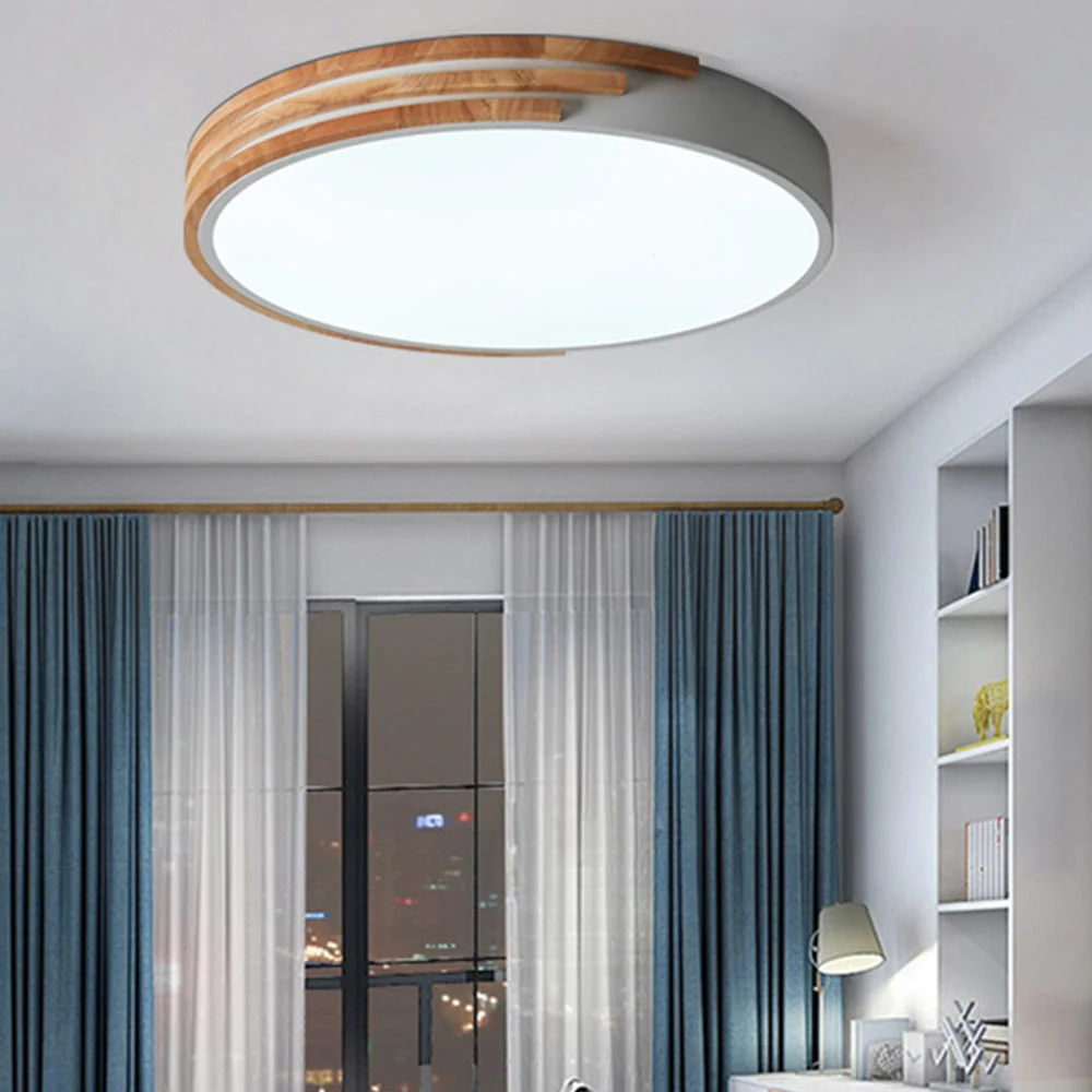 Zeira - Lámpara de Techo LED de Madera Simple para Dormitorio - Iluminación Eficiente y Estilo Minimalista
