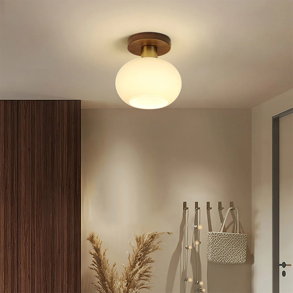 Tervia - Lámpara de Techo Minimalista de Madera de Nogal para Pasillo - Diseño Moderno y Elegante