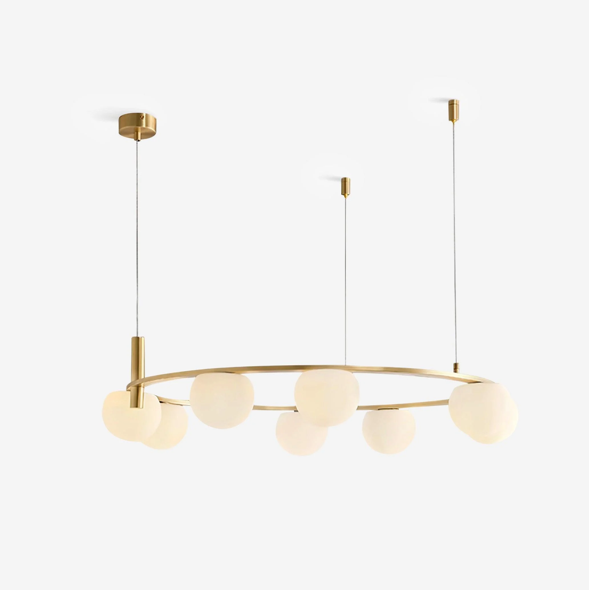 Rovyn - Lámpara de Araña Techo Moderna con Pantallas de Vidrio Blanco y Estructura Metálica – Diseño Retro Elegante para Iluminación Interior