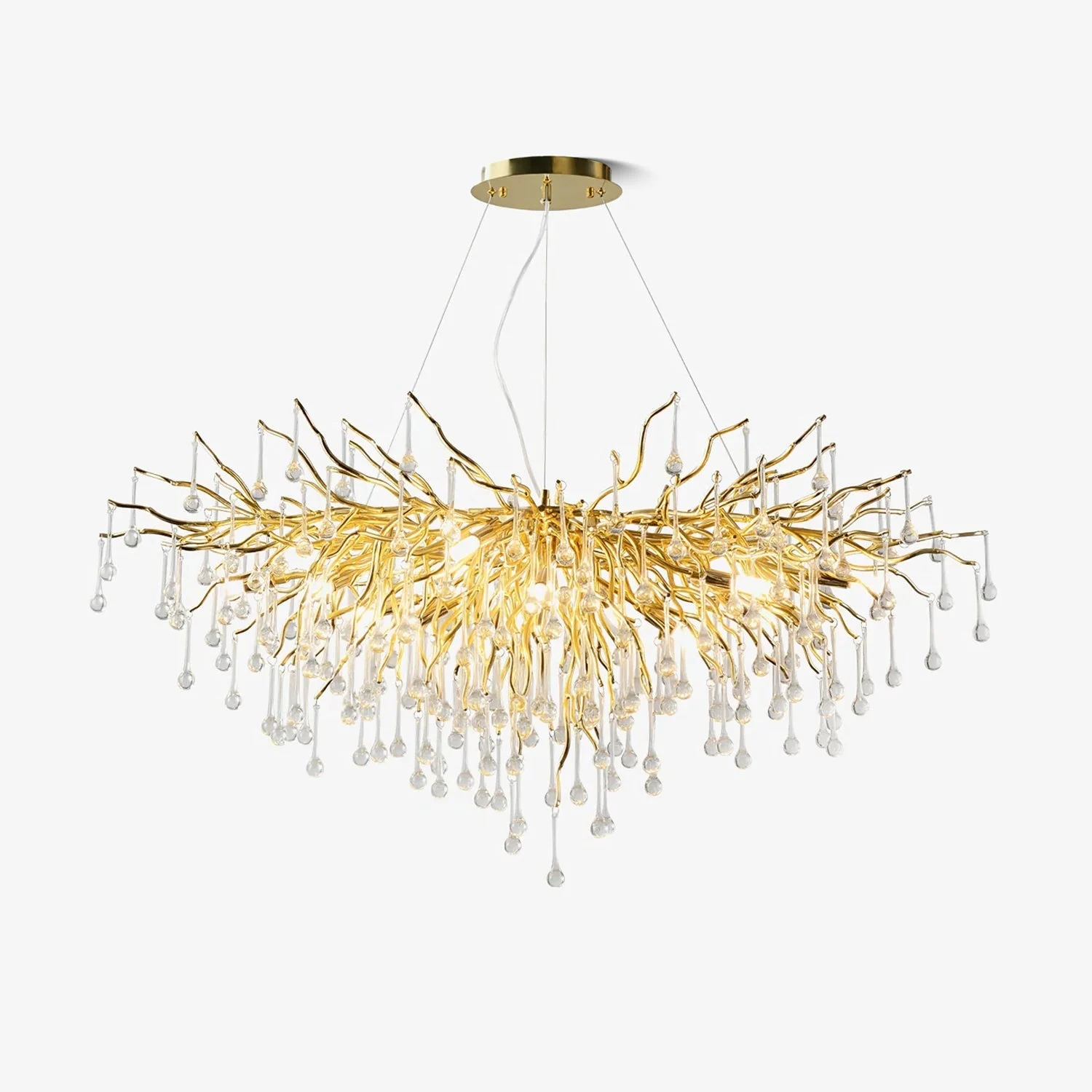 Viray - Lámpara de Araña Techo Moderna de Cristal con Acabado en Oro y Luz LED – Varios Tamaños Disponibles