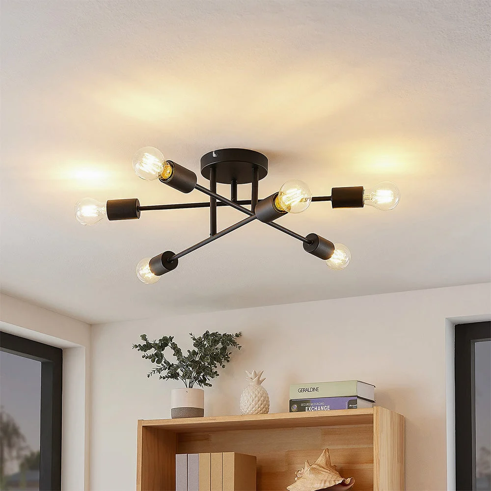 Vonela - Lámpara de Techo Moderna de Hierro para Sala de Estar - Diseño Industrial Acogedor - Diámetro 56.5 cm - Base E27