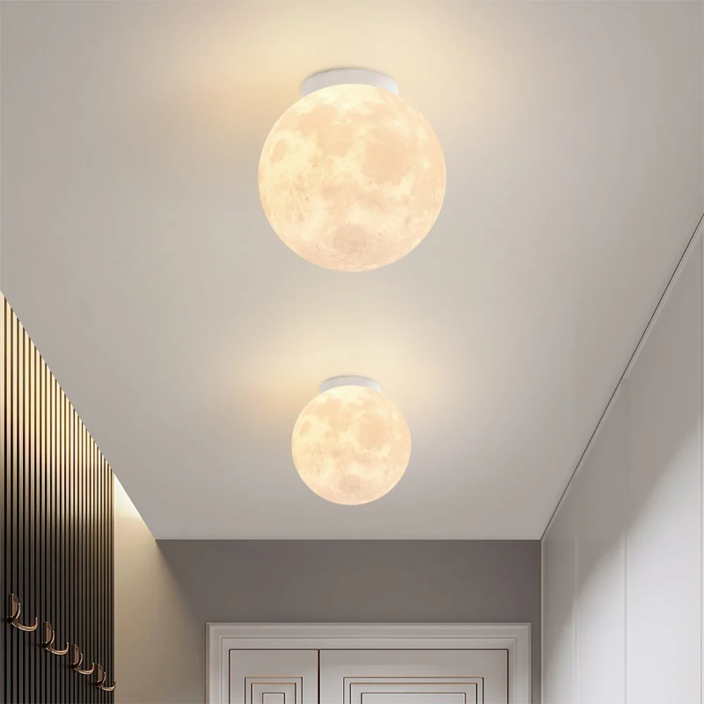 Lixora - Lámpara de Techo Moderna en Forma de Luna - Iluminación Minimalista para Dormitorio - Hierro y Ácido Poliláctico - Suave y Eficiente
