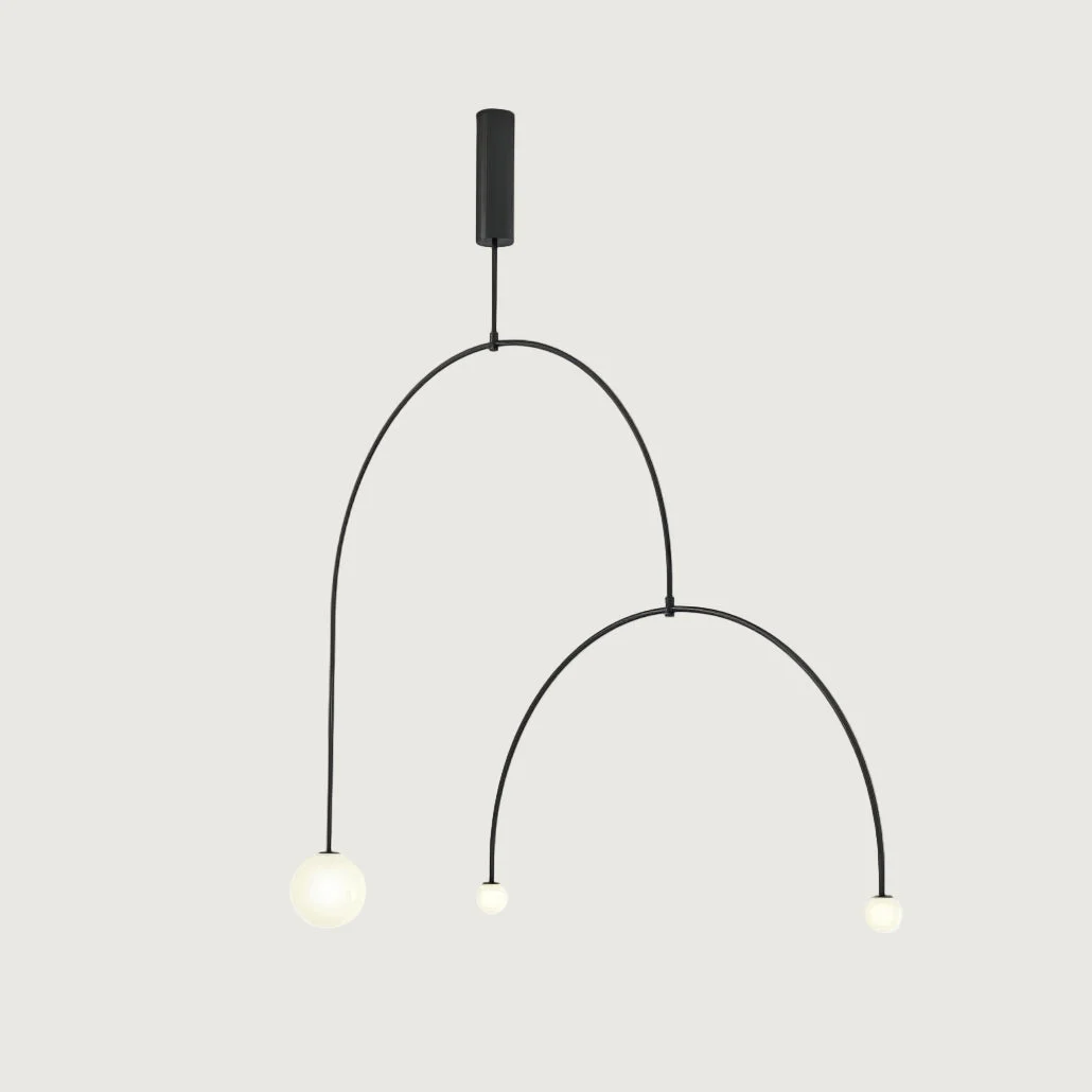 Toryn - Lámpara de Araña Techo Móvil - Diseño Minimalista en Bronce Patinado con Difusores de Vidrio Opalino
