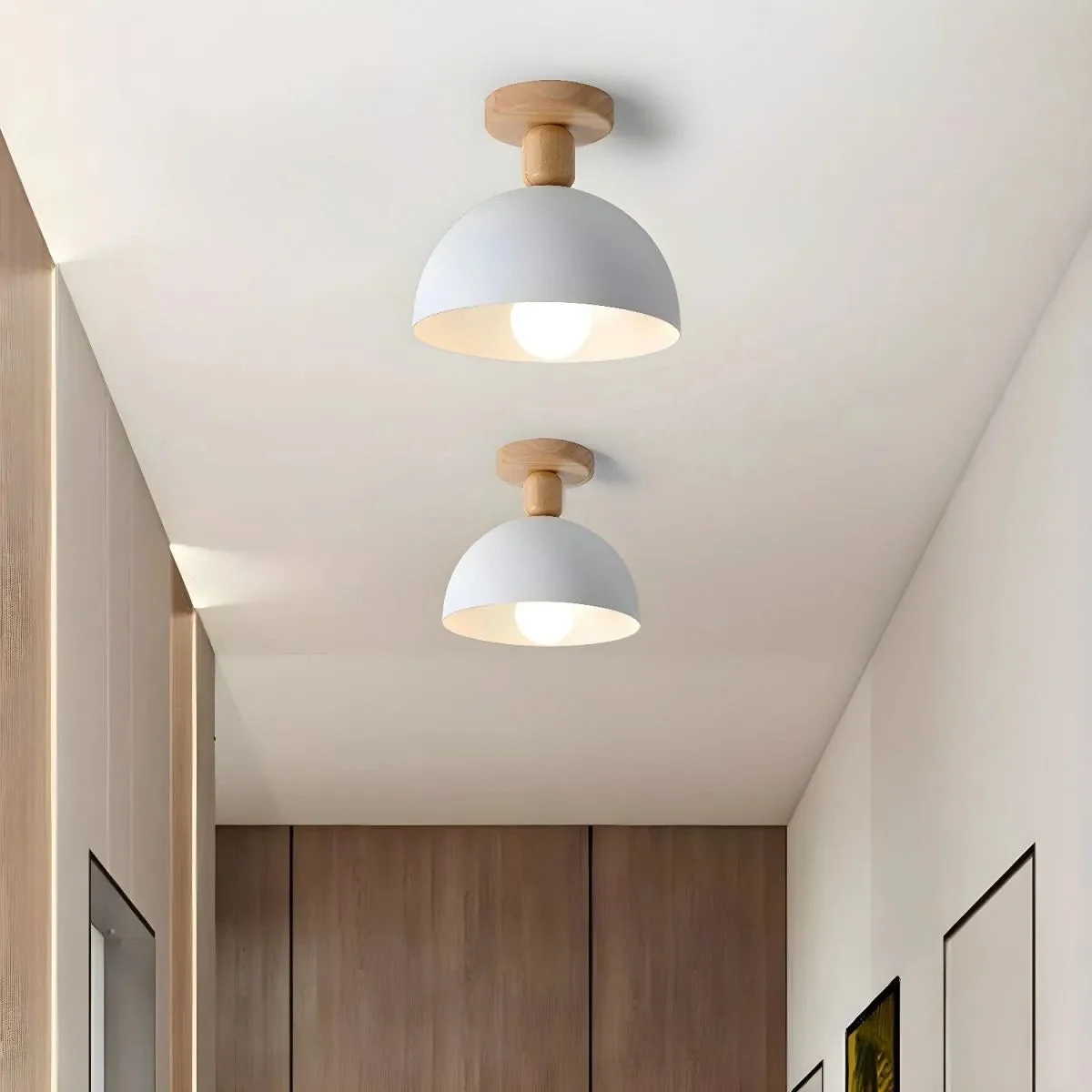Lunza - Lámpara de Techo Redonda Moderna de Madera para Interior - Iluminación Minimalista - Plafón Acogedor para Sala y Dormitorio