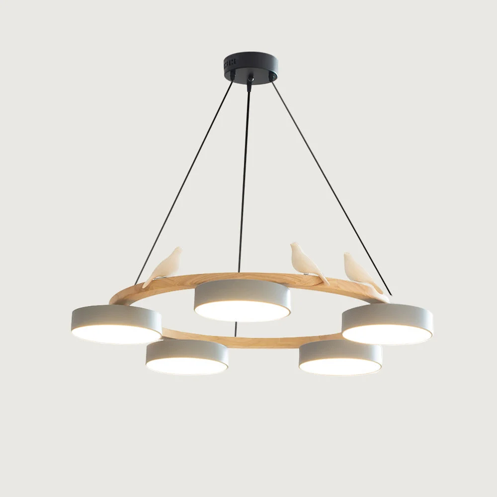 Loyra - Lámpara de Araña Techo Redonda con Luces LED Integradas y Diseño Natural para Interiores