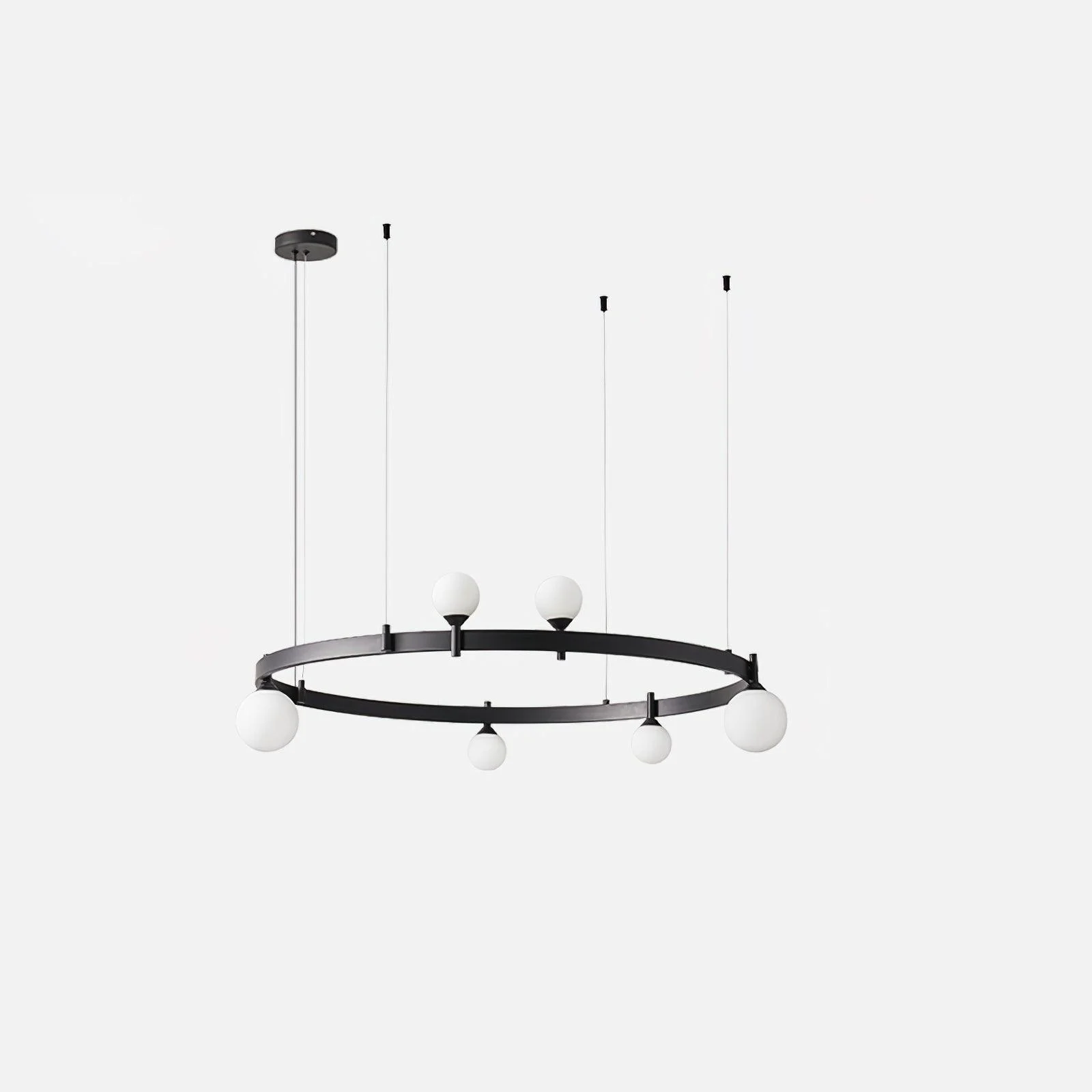Hovyn - Lámpara de Techo Araña - Redonda de Vidrio y Metal - Diseño Moderno Ajustable en Altura - Disponible en Negro y Blanco - 82cm/102cm