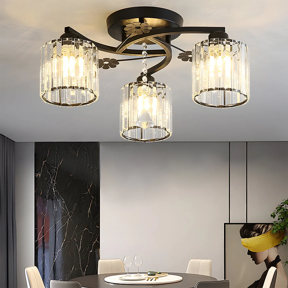 Lariva - Lámpara de Techo Semi Flush de Cristal de Lujo con Diseño Elegante y Acabado en Aluminio