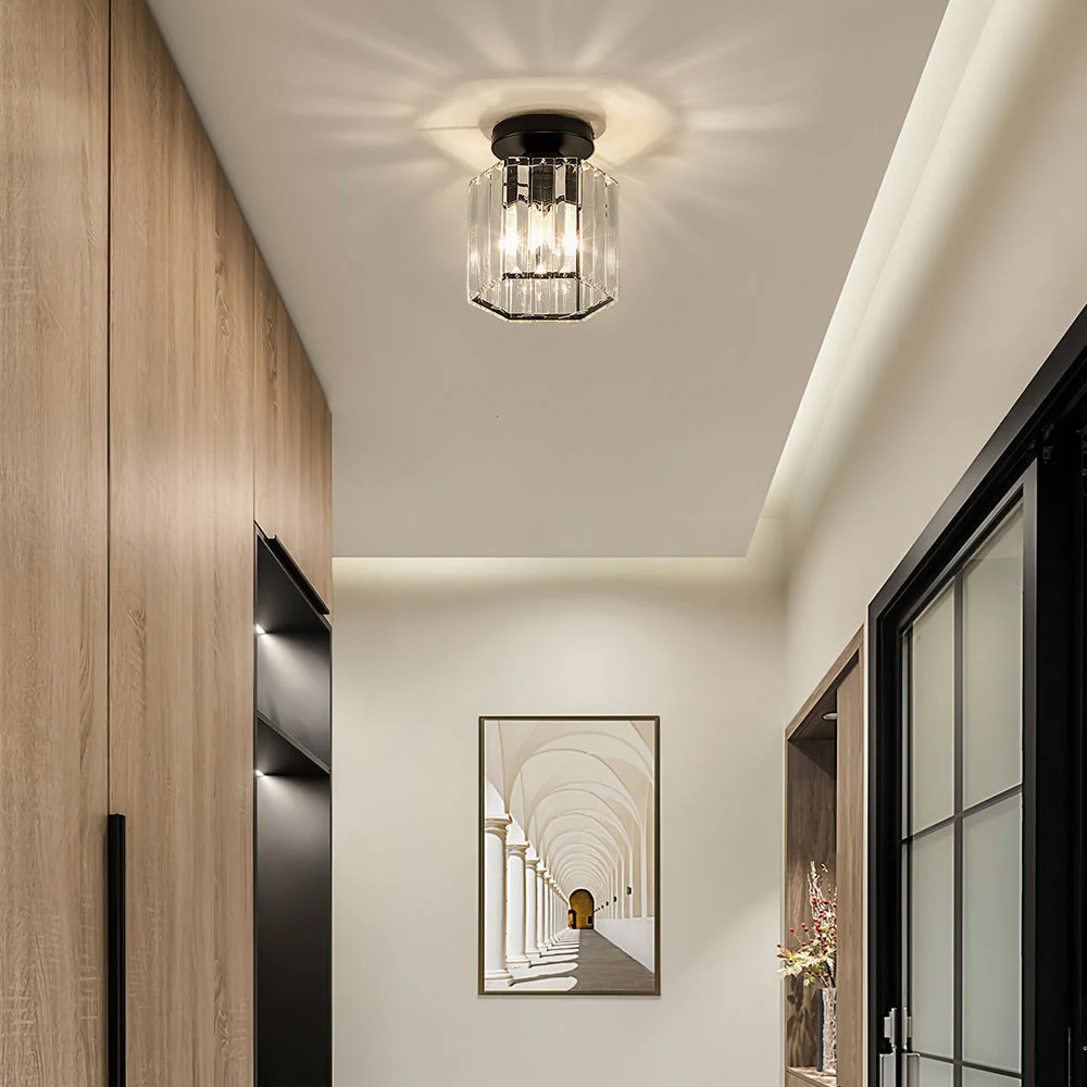 Selari - Lámpara de Techo Semisuspendida de Cristal Moderno para Pasillo - Diseño Contemporáneo