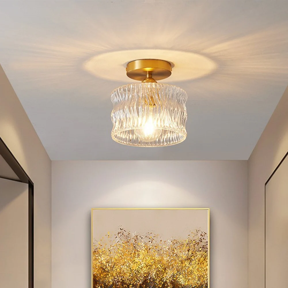 Erunel - Lámpara de Techo Vintage de Cristal Transparente para Pasillo - Elegante y Clásica