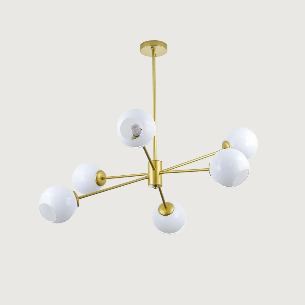 Orvil - Lámpara Araña Techo de Cristal con 6 Luces - Diseño Moderno y Acabado en Oro y Negro