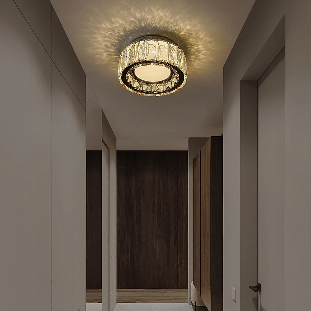 Olurea - Lámpara de Techo de Cristal de Lujo LED para Pasillo - Iluminación Elegante y Sofisticada - Diseño de Hierro y Cristal