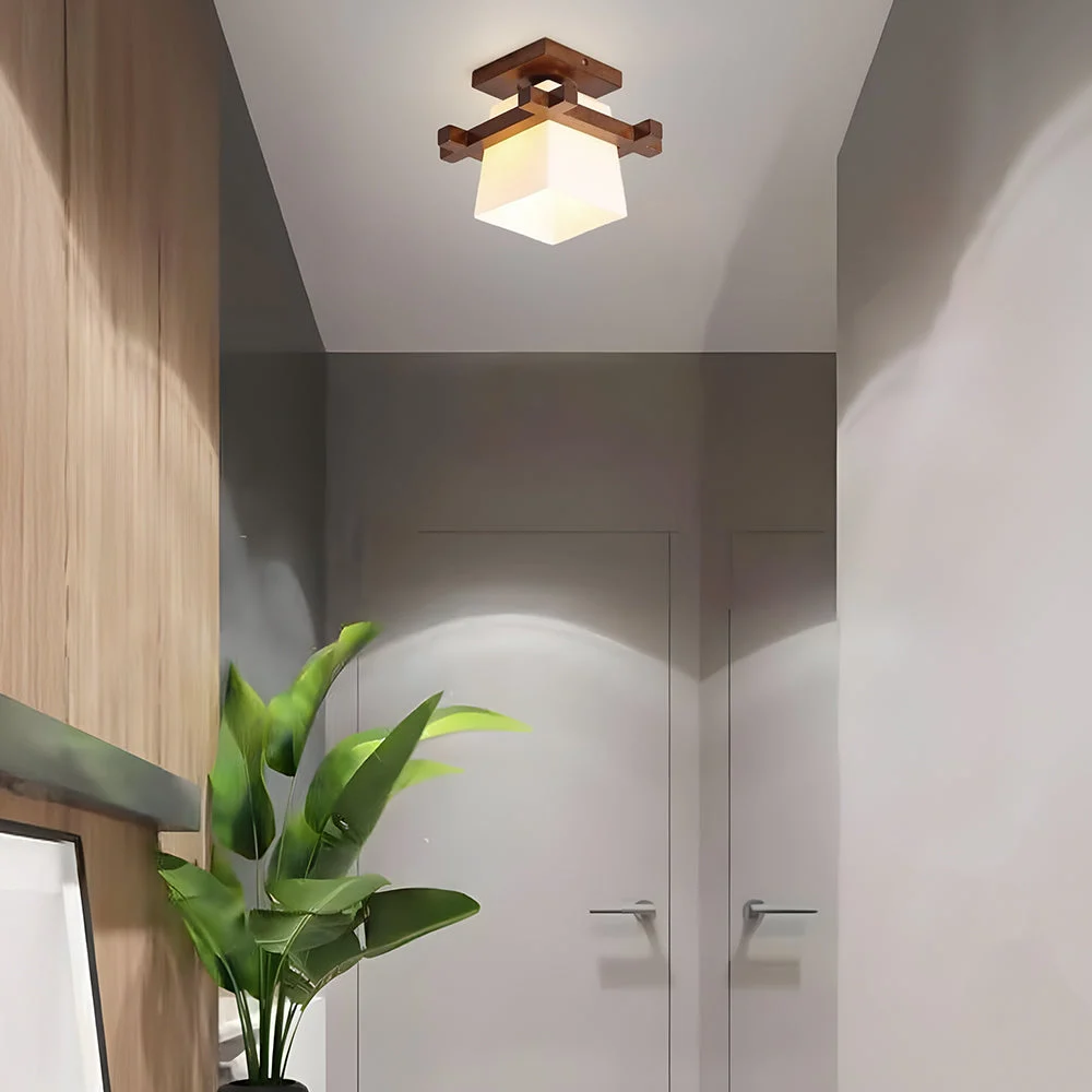 Ralyn - Lámpara de Techo de Madera Orgánica Retro para Sala de Estar - Iluminación Ambiental Vintage