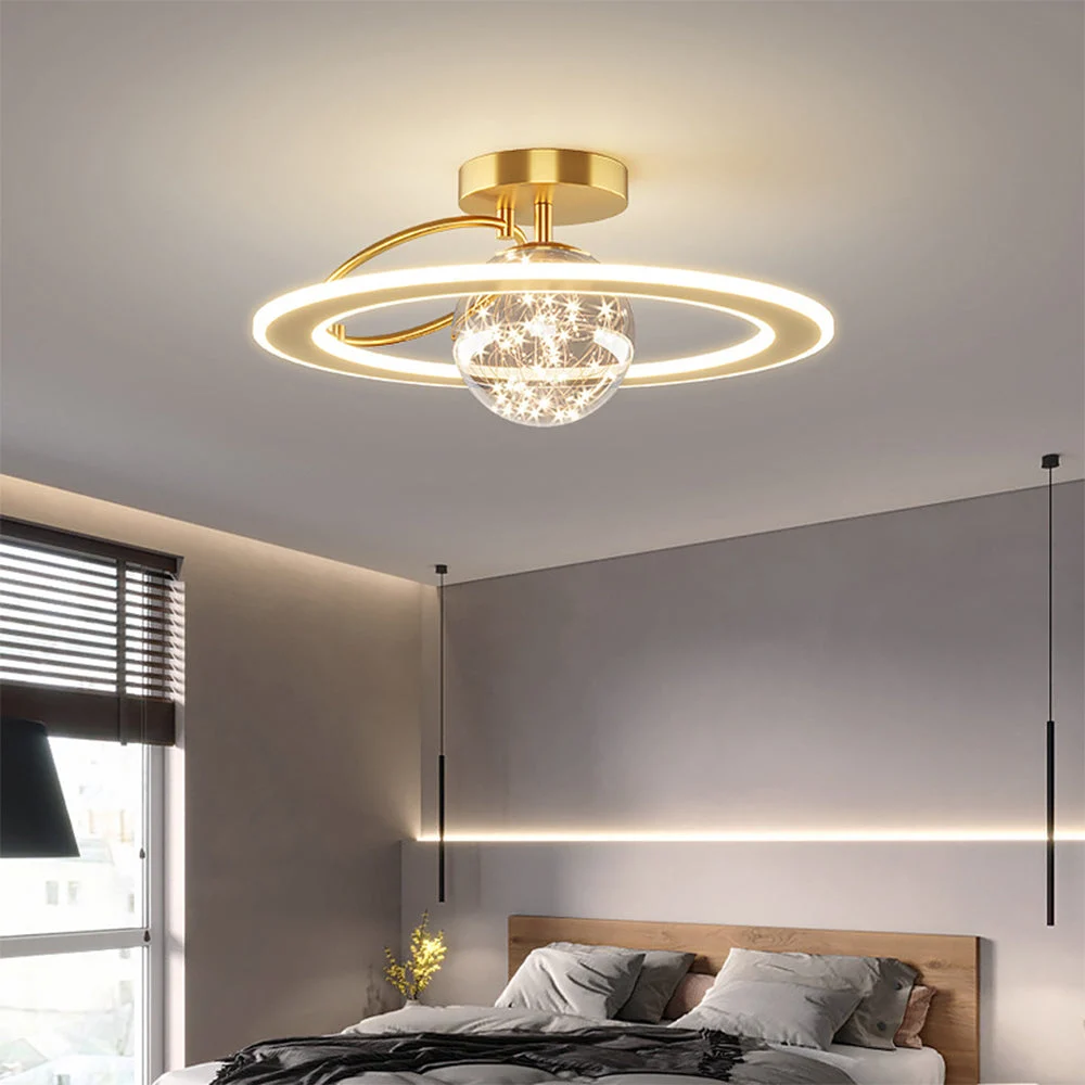 Avyros - Lámpara de Techo de Vidrio Estrellado Moderna en Dorado - Diseño Contemporáneo y Elegante