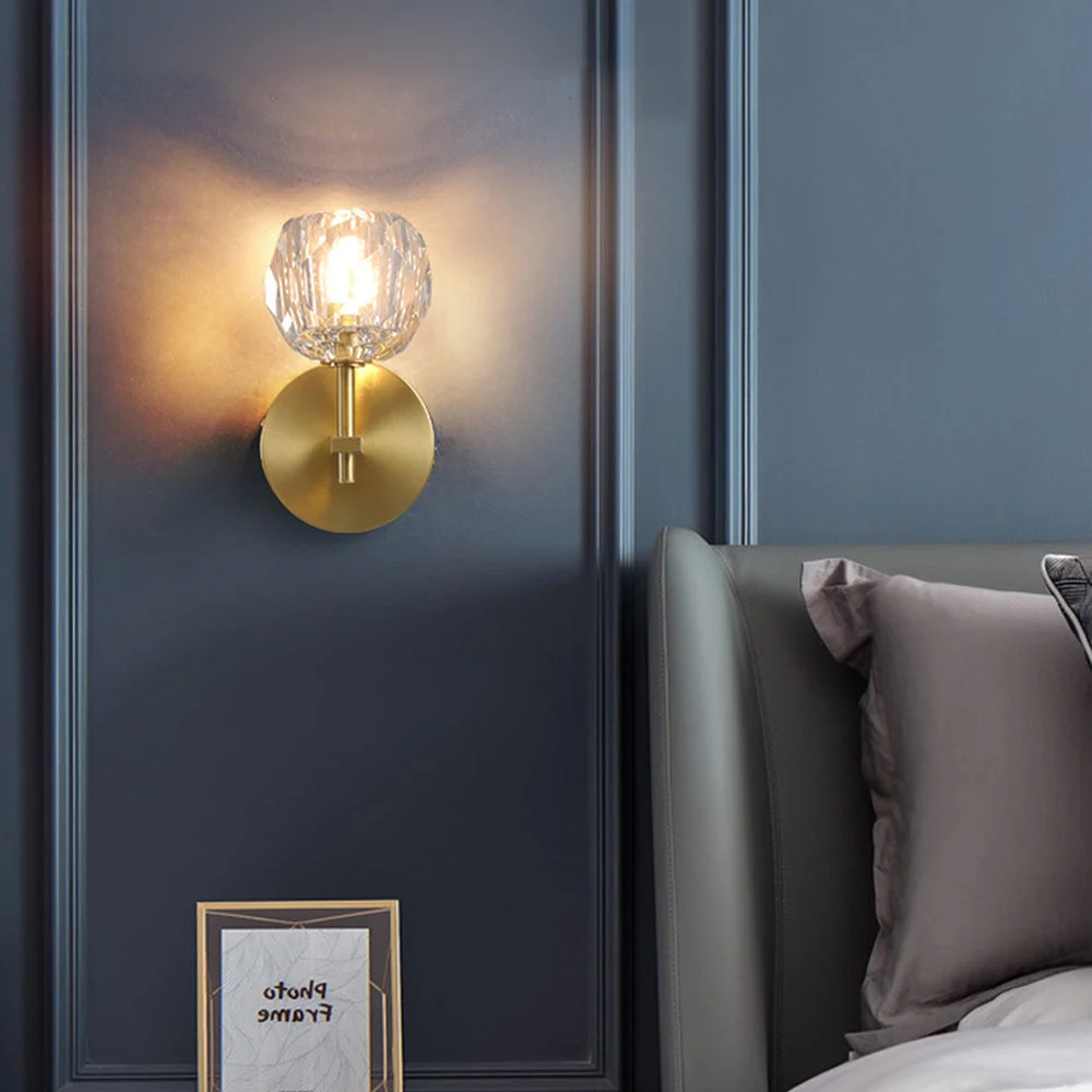 Luxira - Lámparas de Pared LED Modernas de Cristal Dorado para Salón y Dormitorio