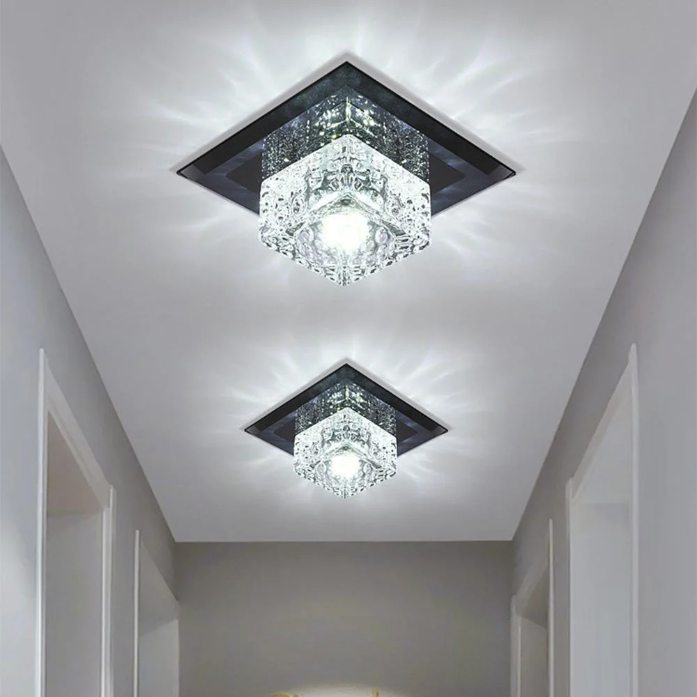 Noira - Luz de Techo LED Cuadrada de Cristal para Pasillo - Diseño Moderno - Iluminación Eficiente