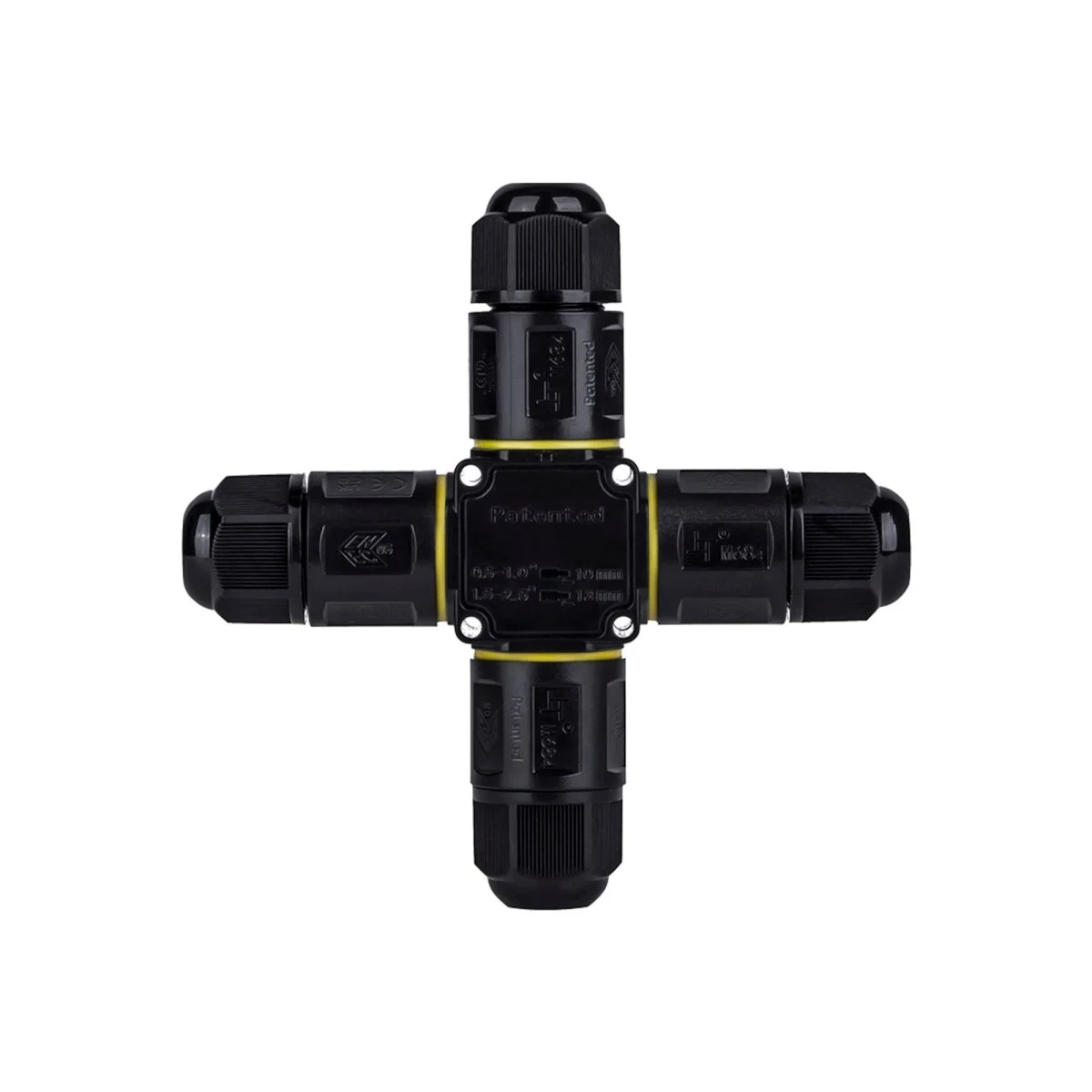 Conector impermeable en X - 3P - IP68 - 0,5-2,5mm² - 24A - T105