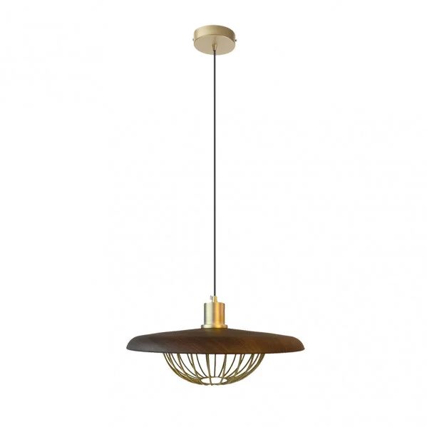 Lámpara Colgante Marrón / Oro   Metal / Madera 1xE27