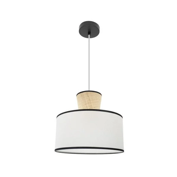 Lámpara Colgante Negro/Blanco/Natural Negro Blanco/Negro/Natural Metal/Cañizo/Textil 1xE27