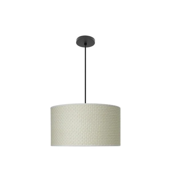 Lámpara Colgante Negro/Cañizo Blanco Negro Cañizo Blanco Metal / Textil 2xE27