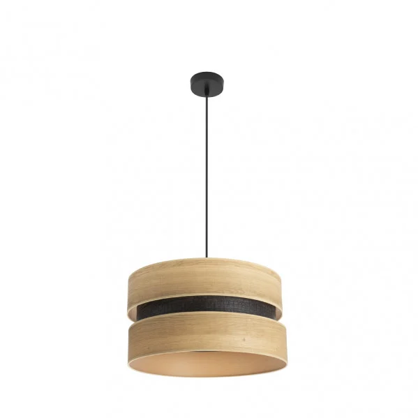 Lámpara Colgante Negro/Madera Clara Negro Negro/Madera Clara  1xE27
