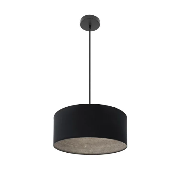 Lámpara Colgante Negro/Madera Gris Negro Negro/Madera Gris Metal / Textil 1xE27