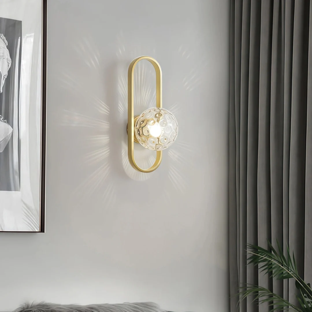 Aplique ovalado moderno LED con pantalla esférica de vidrio para salón