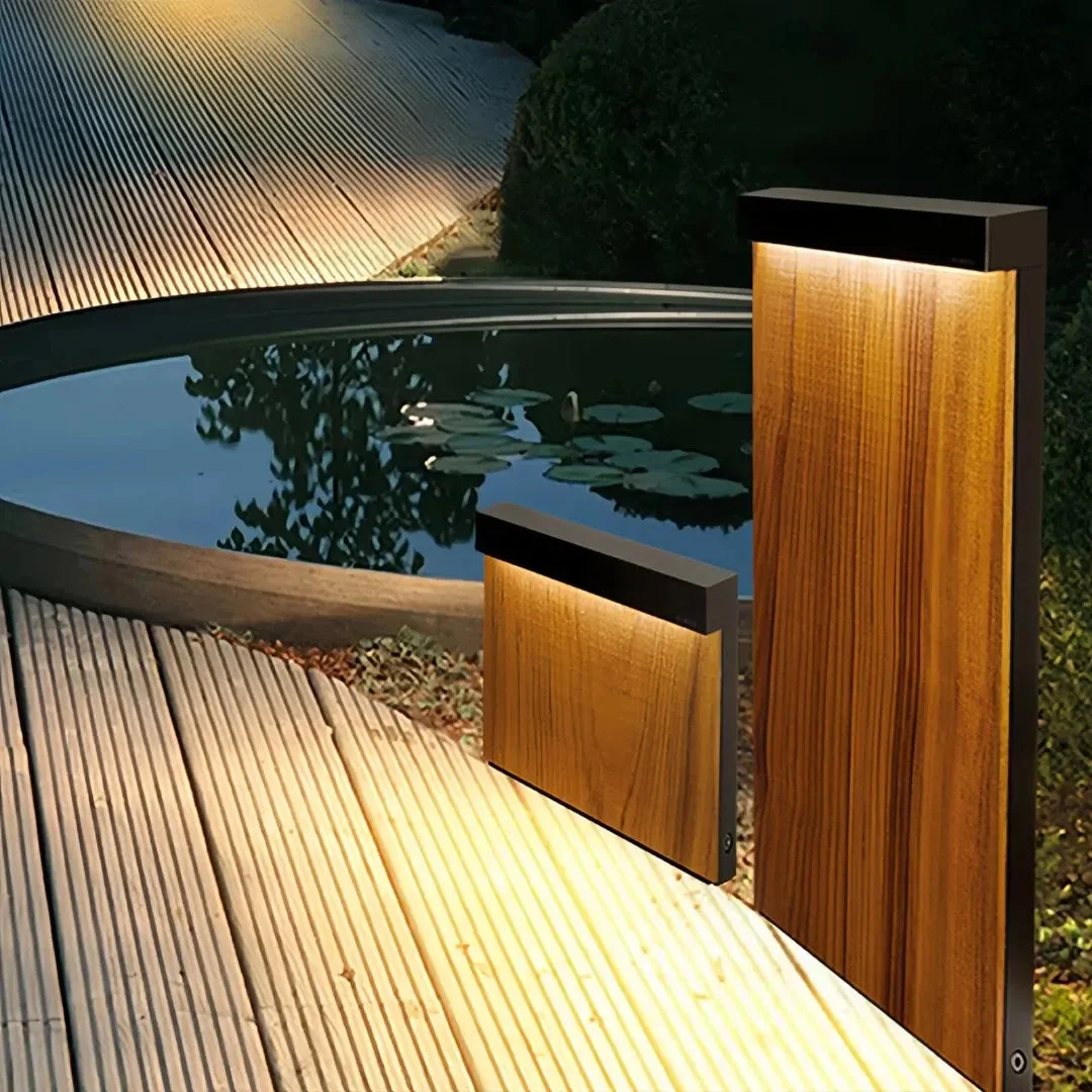 Baliza de jardín LED exterior efecto madera IP65