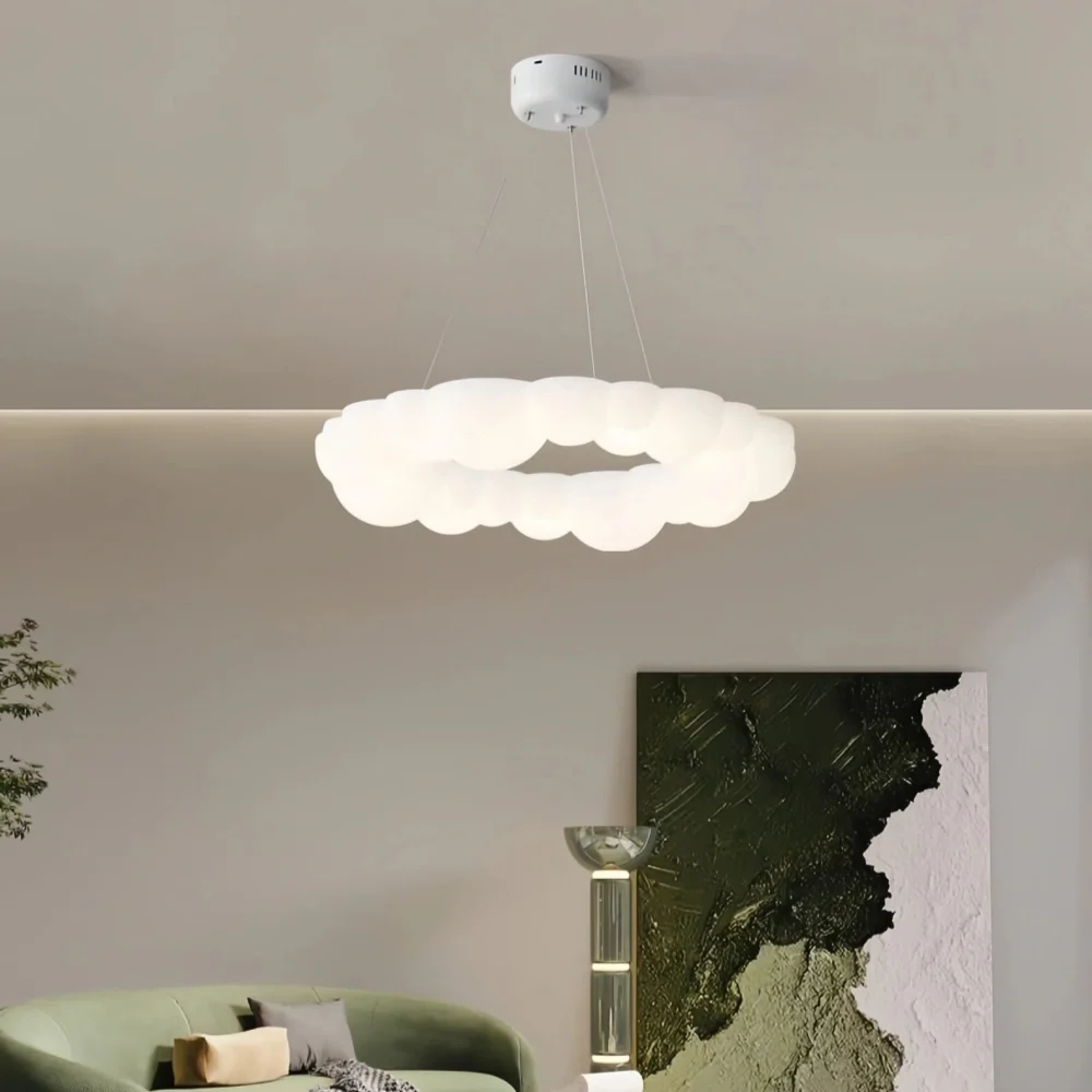 Lámpara colgante nube moderna LED regulable blanca para dormitorio