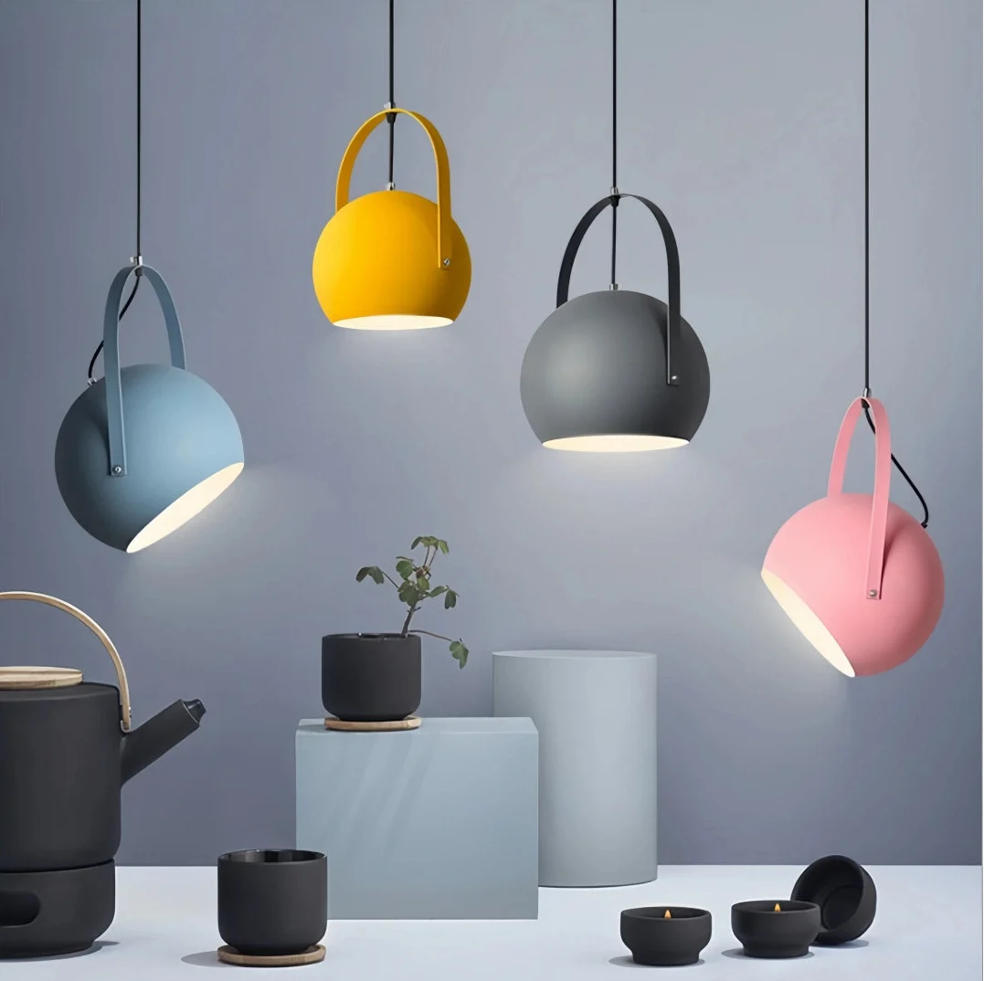 Lámpara colgante nórdica orientable para comedor en color Morandi