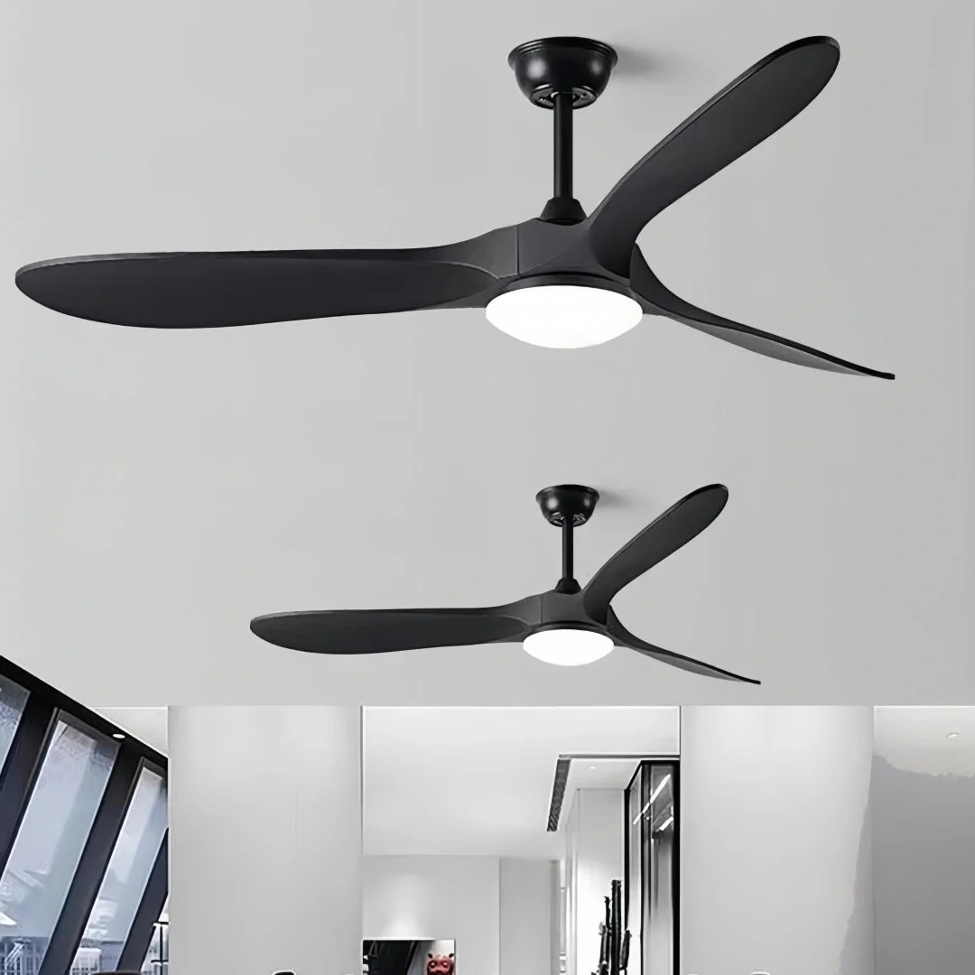 Ventilador de techo de 3 aspas con luz LED silencioso moderno con función verano invierno para salón