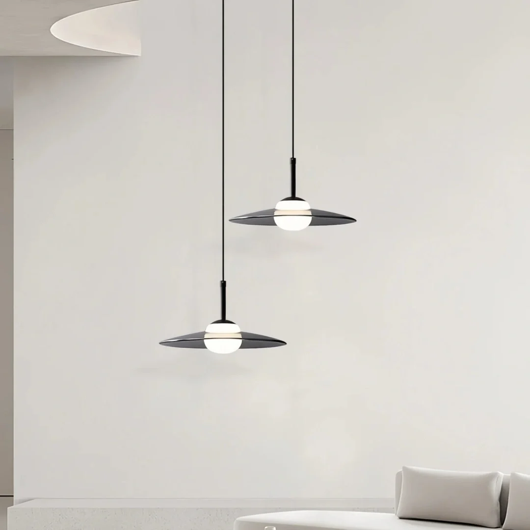 Lámpara colgante de cristal moderna LED regulable ahumada en forma de disco