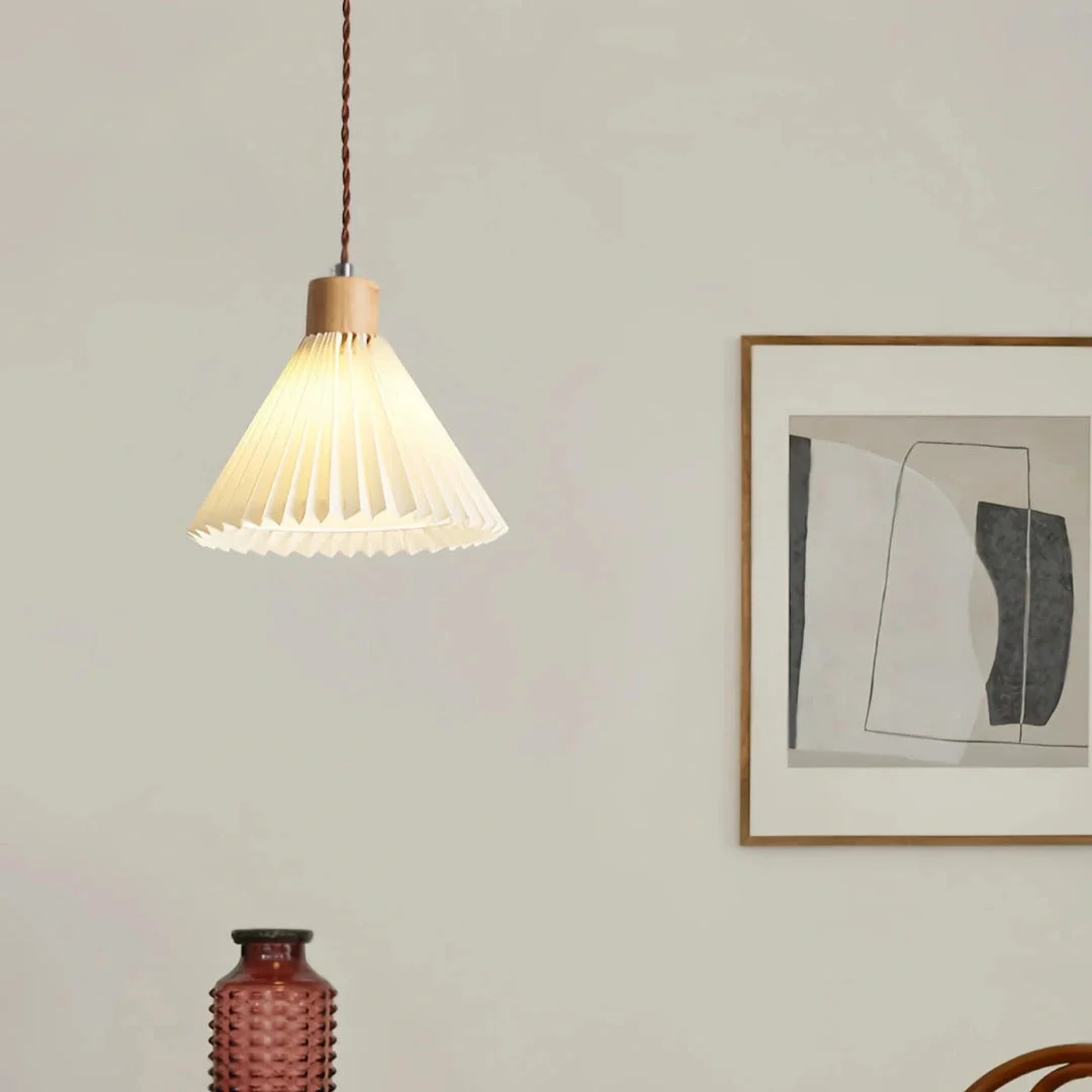 Lámpara colgante de tela blanca plisada LED nórdica para comedor