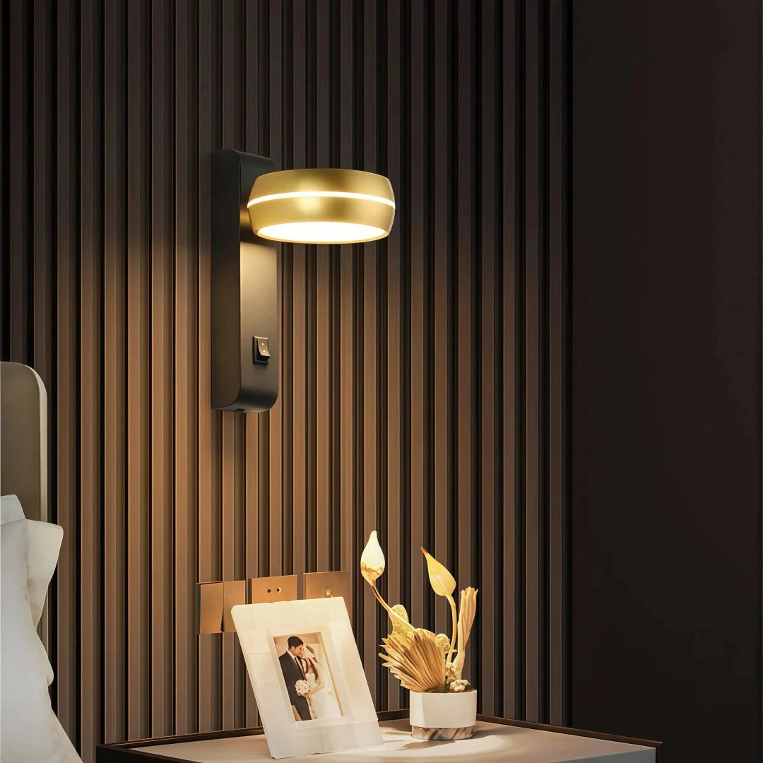 Aplique de pared de diseño moderno LED giratorio para mesita de noche