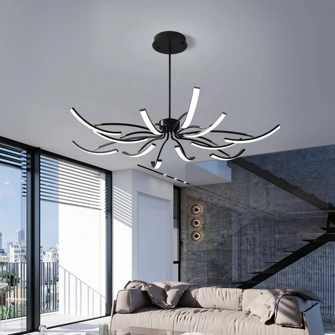Lámpara de araña moderna Sputnik LED orientable para salón