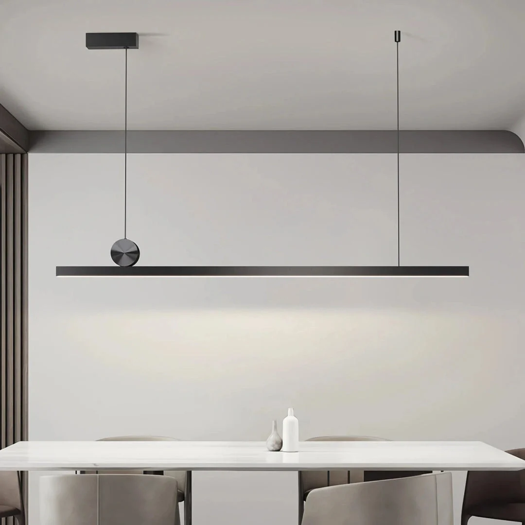 Lámpara colgante lineal LED de metal regulable para comedor minimalista