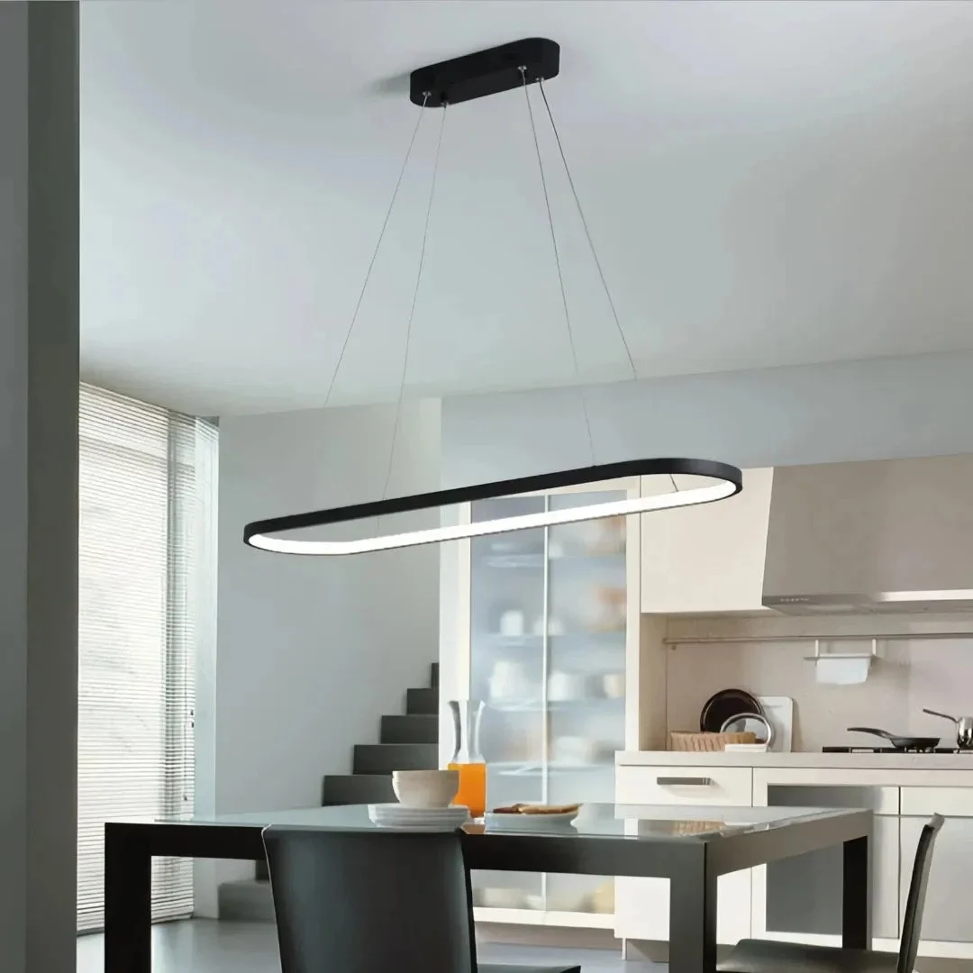 Lámpara colgante ovalada LED regulable moderno para cocina