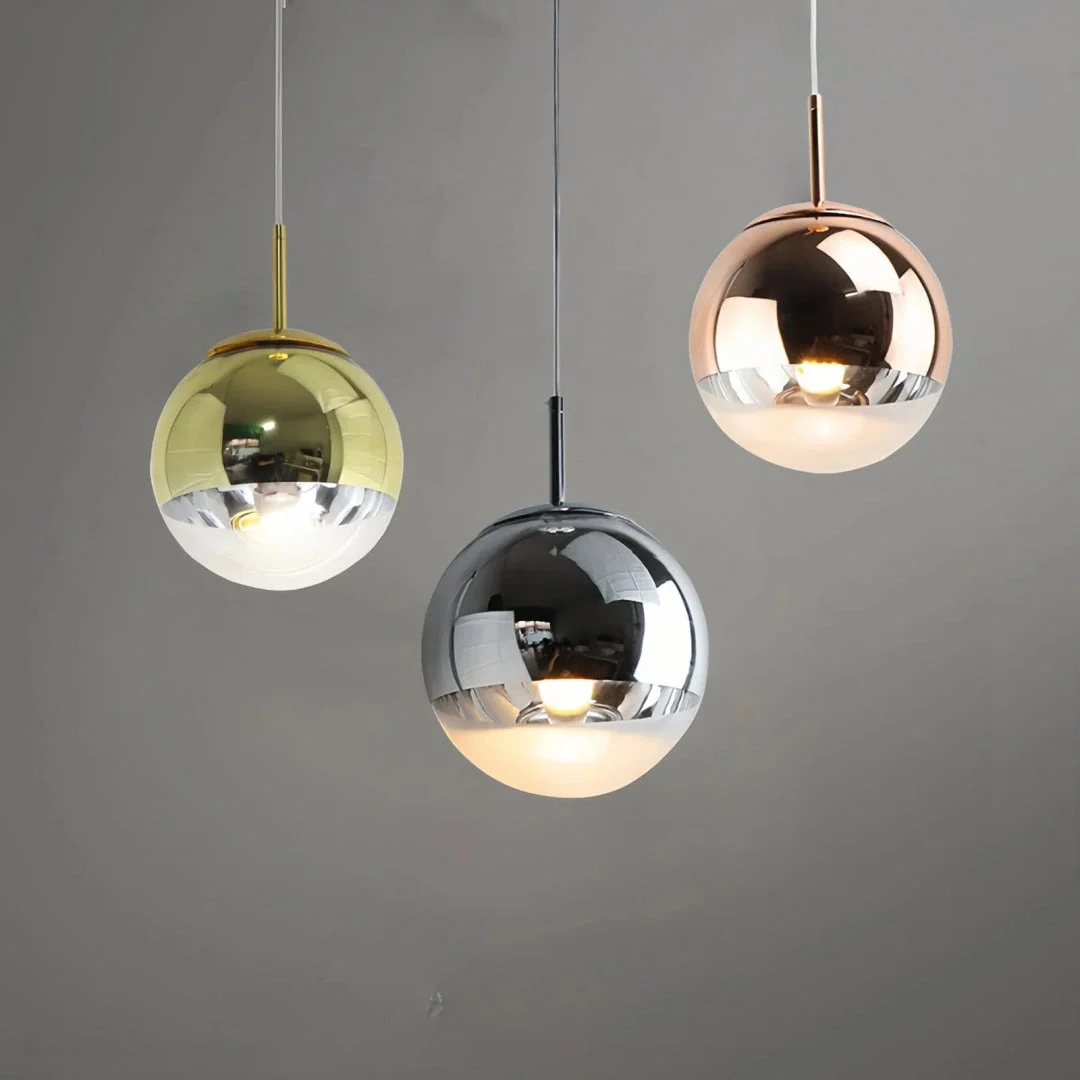 Lámpara colgante con globo de vidrio electrochapado LED para comedor