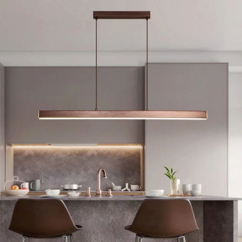 Lámpara colgante lineal LED de metal regulable en altura para comedor